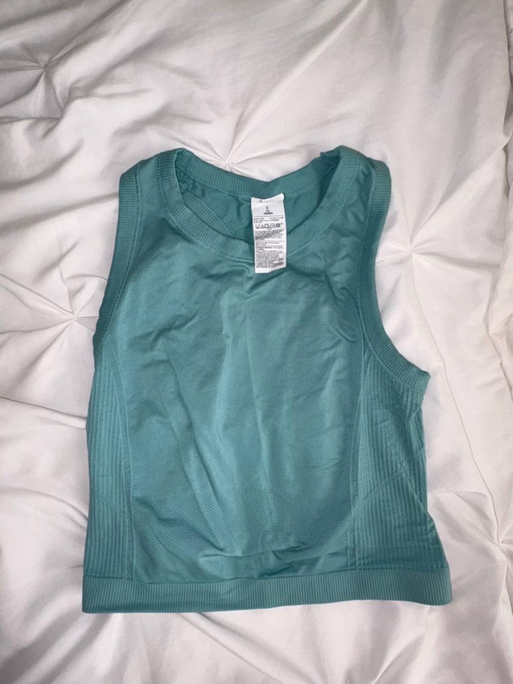 Women’s Sleeveless Athletic Ribbed Crop Tank Top - Teal